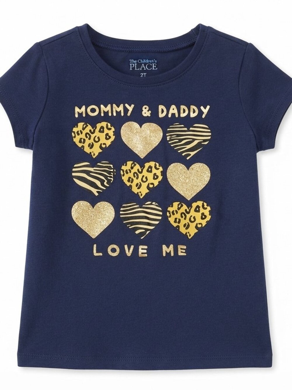 Children's Place Toddler Girls Mommy & Daddy Love Me Navy Glitter Heart